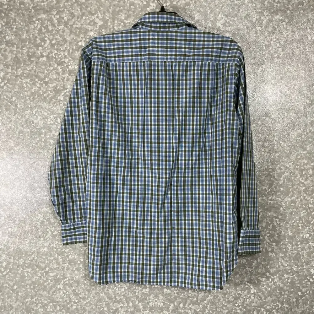 J Crew Blue Plaid 80's 2-Ply Long Sleeve Button Up Shirt - Size Medium 15-15 1/2